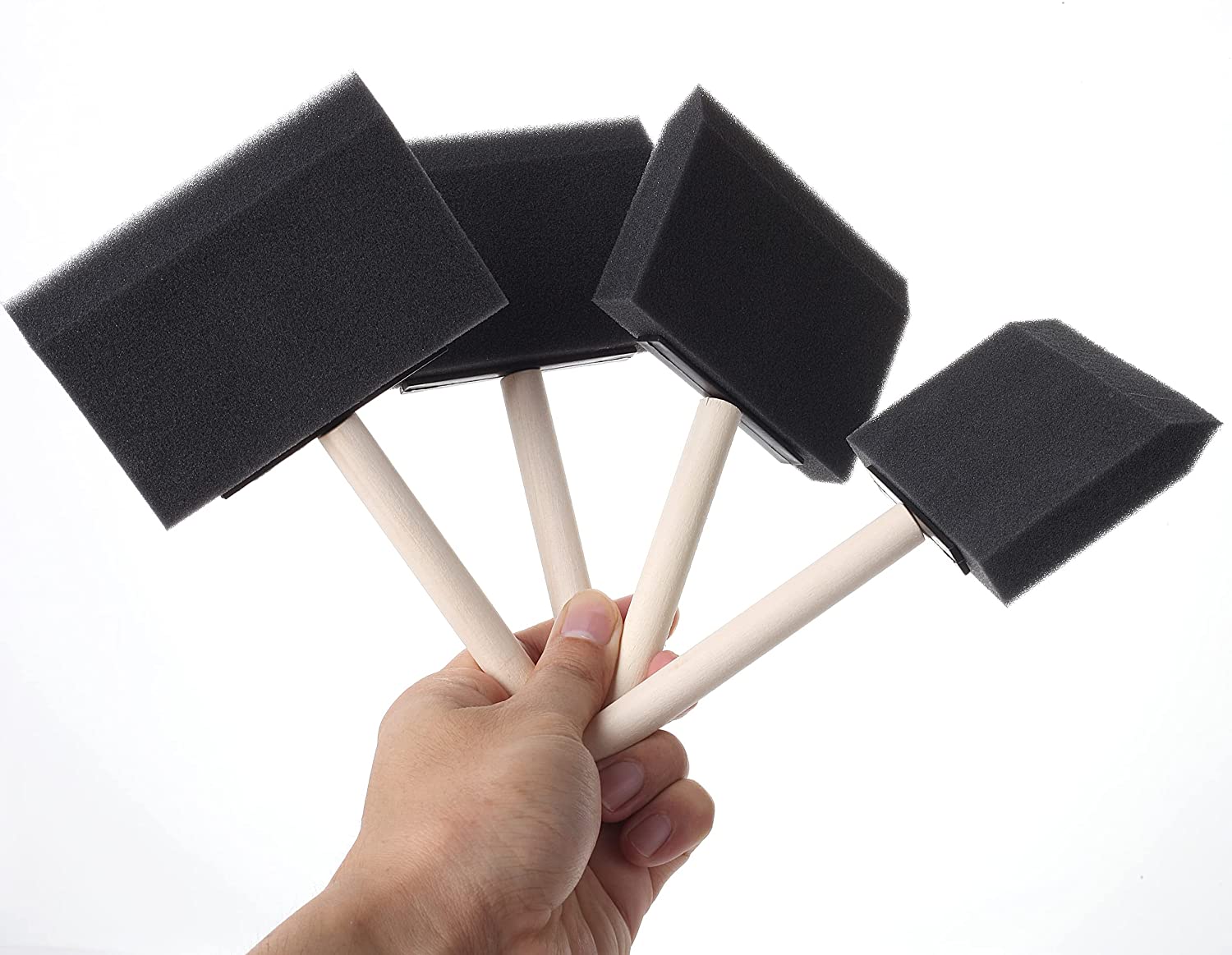 5 Pcs Sponge Brushes for Painting - 4 Pieces Small Size Foam Sponge Brush | Wood Handles Sponge Foam Brush Painting Foam Brush Tool in Black for