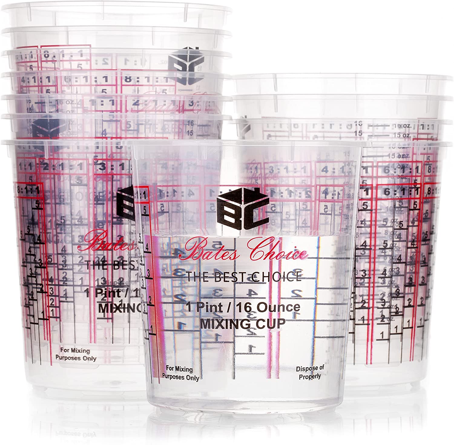 (Full Case of 100 Each - Pint (16oz) Paint Mixing Cups) by Custom Shop -  Cups Have calibrated Mixing ratios on Side of Cup Box of 100 Cups