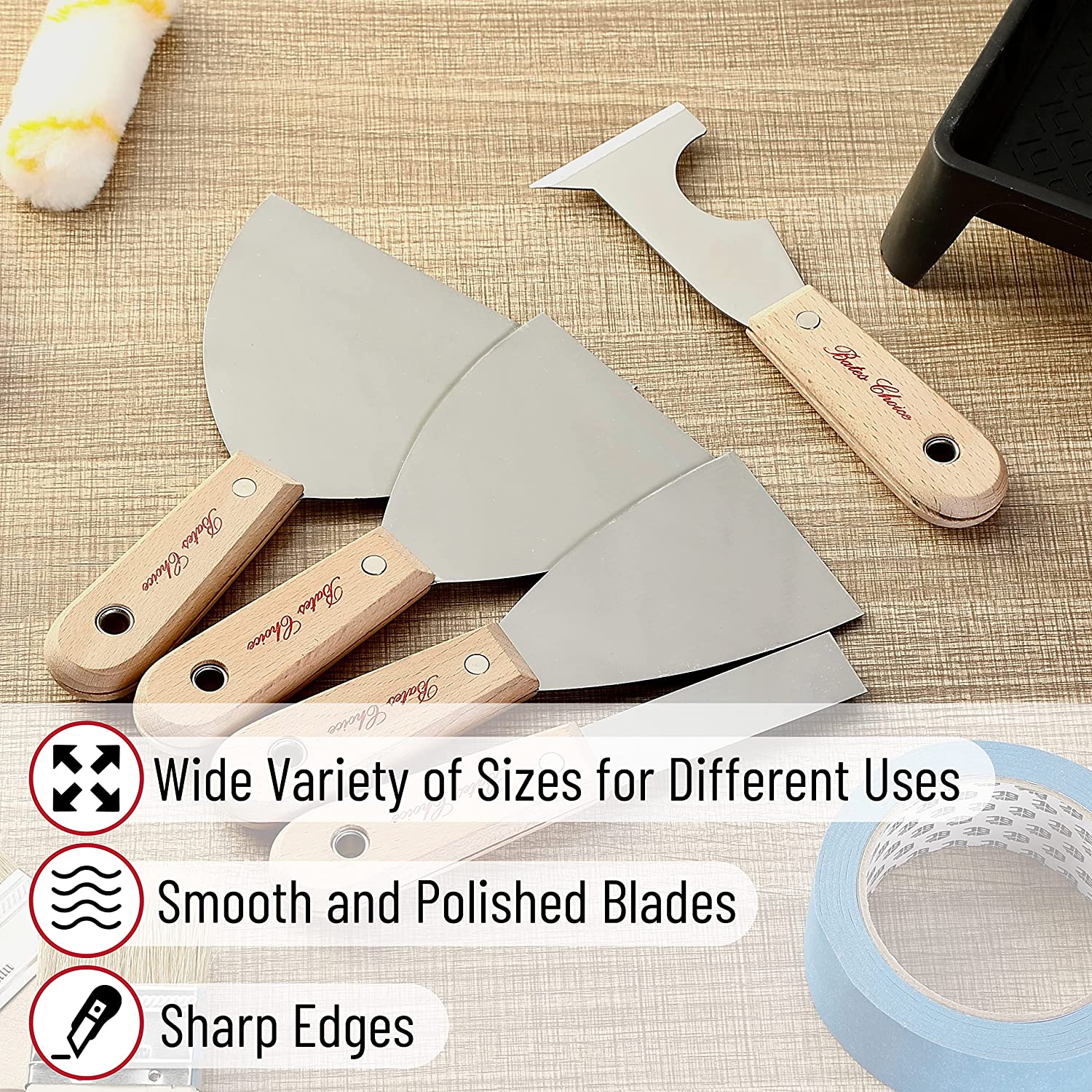 Bates- Paint Scraper, 5 Pc Scraper Tool, Putty Knife Set, Putty