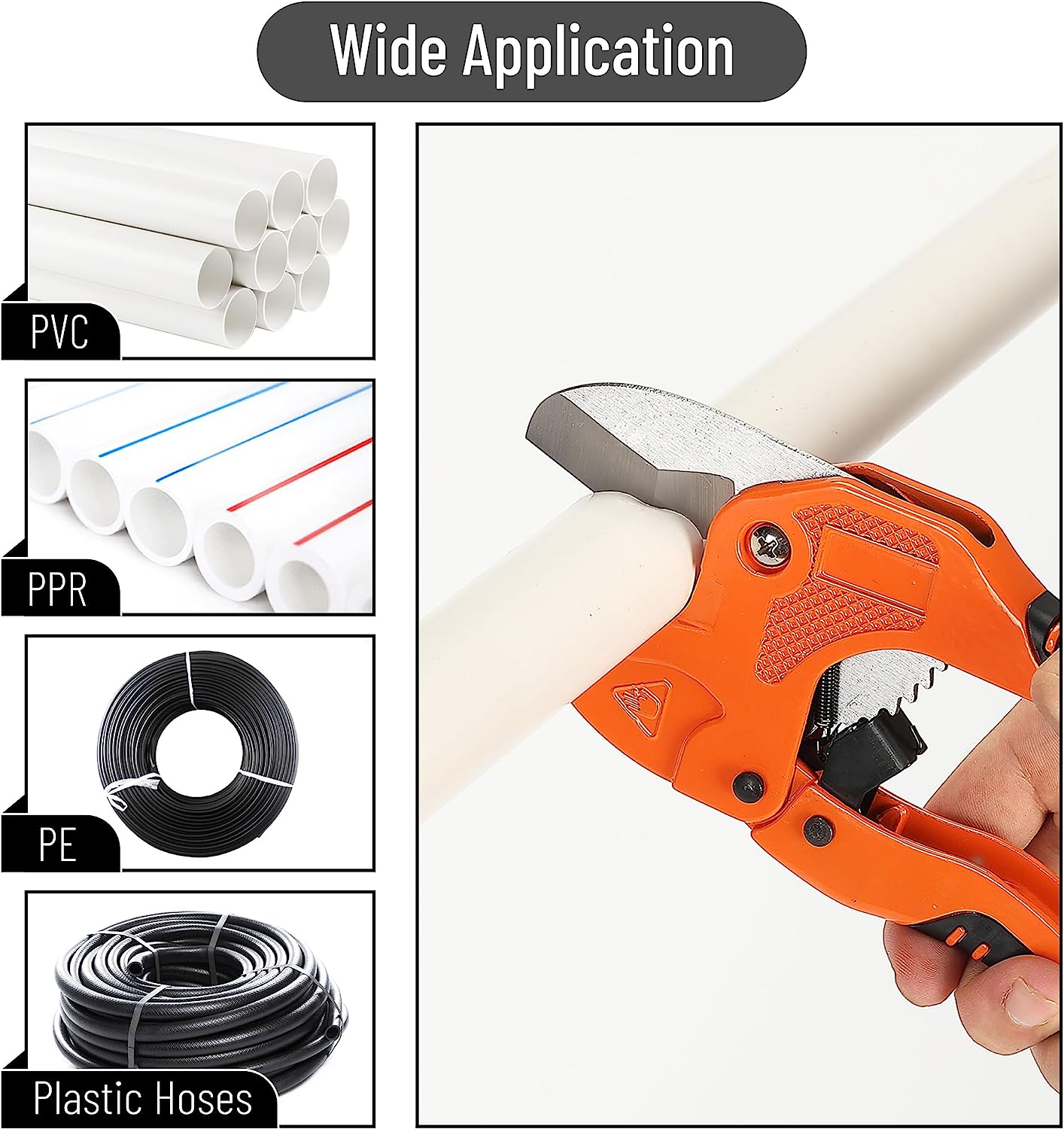 PVC Pipe Cutter, Cuts up to 1.5 Inch, Ratcheting PVC Pipe Cutter Tool, Pipe  Cutters PVC, PVC Pipe Shears, PVC Cutter, Plastic Pipe Cutter - Bates Choice