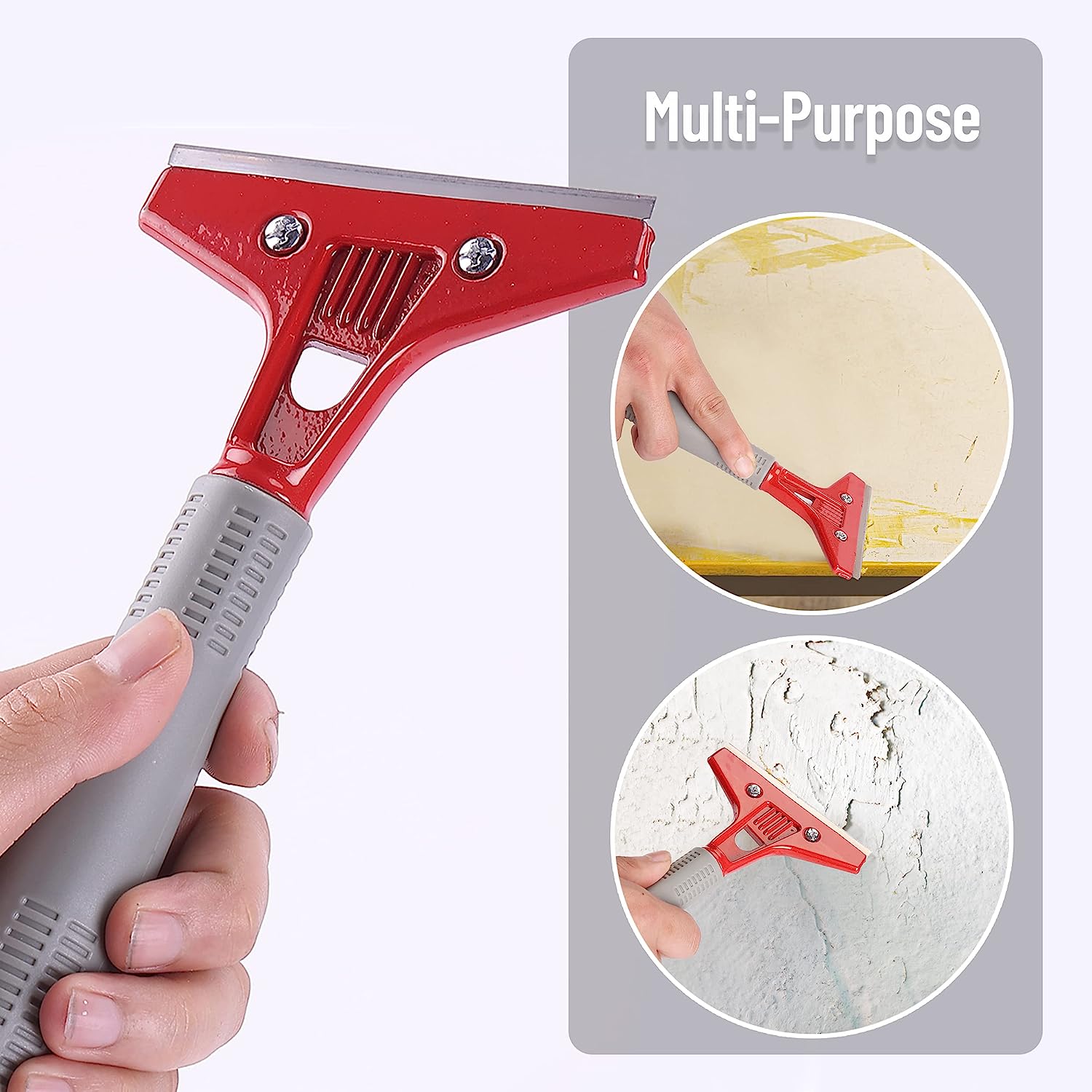 Flat Sticker Scraper Tool, Blade Scraper Saves Cleaning Time Comfortable  Ergonomic Curved Handle + Window Label Blades