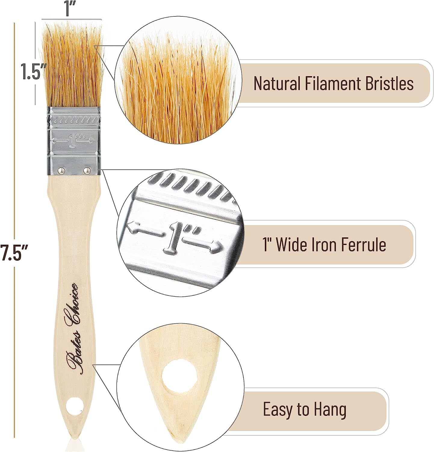 Bates- Chip Paint Brushes, 1-Inch, 16 Pack, Natural Bristle Painting Brushes,  1 Inch Paint Brush, Paint Brushes Set - Bates Choice