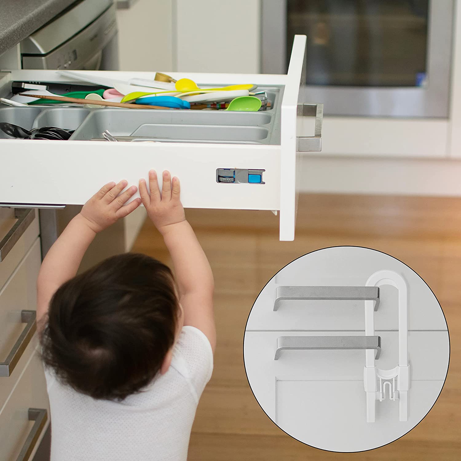 Adjustable 6 PC Cabinet Locks For Babies Child Proof Cabinet Latches Fridge  Lock 